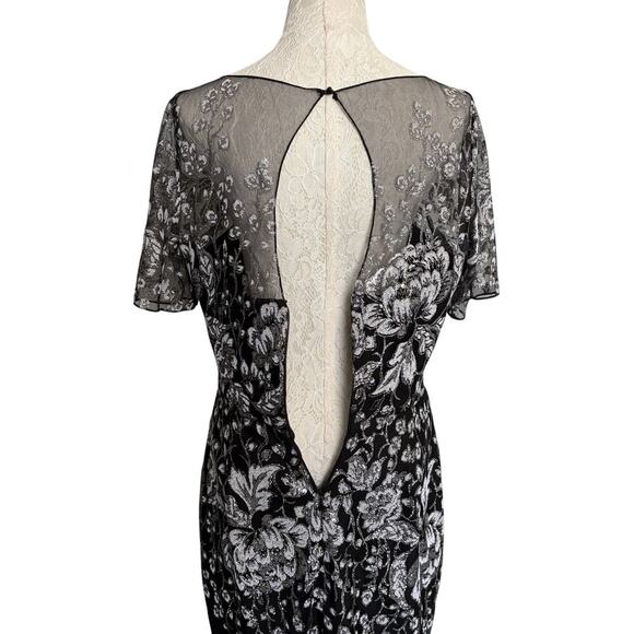 Badgley Mischka floral lace overlay sheath dress 14 mother of bride LBD designer - Picture 5 of 14